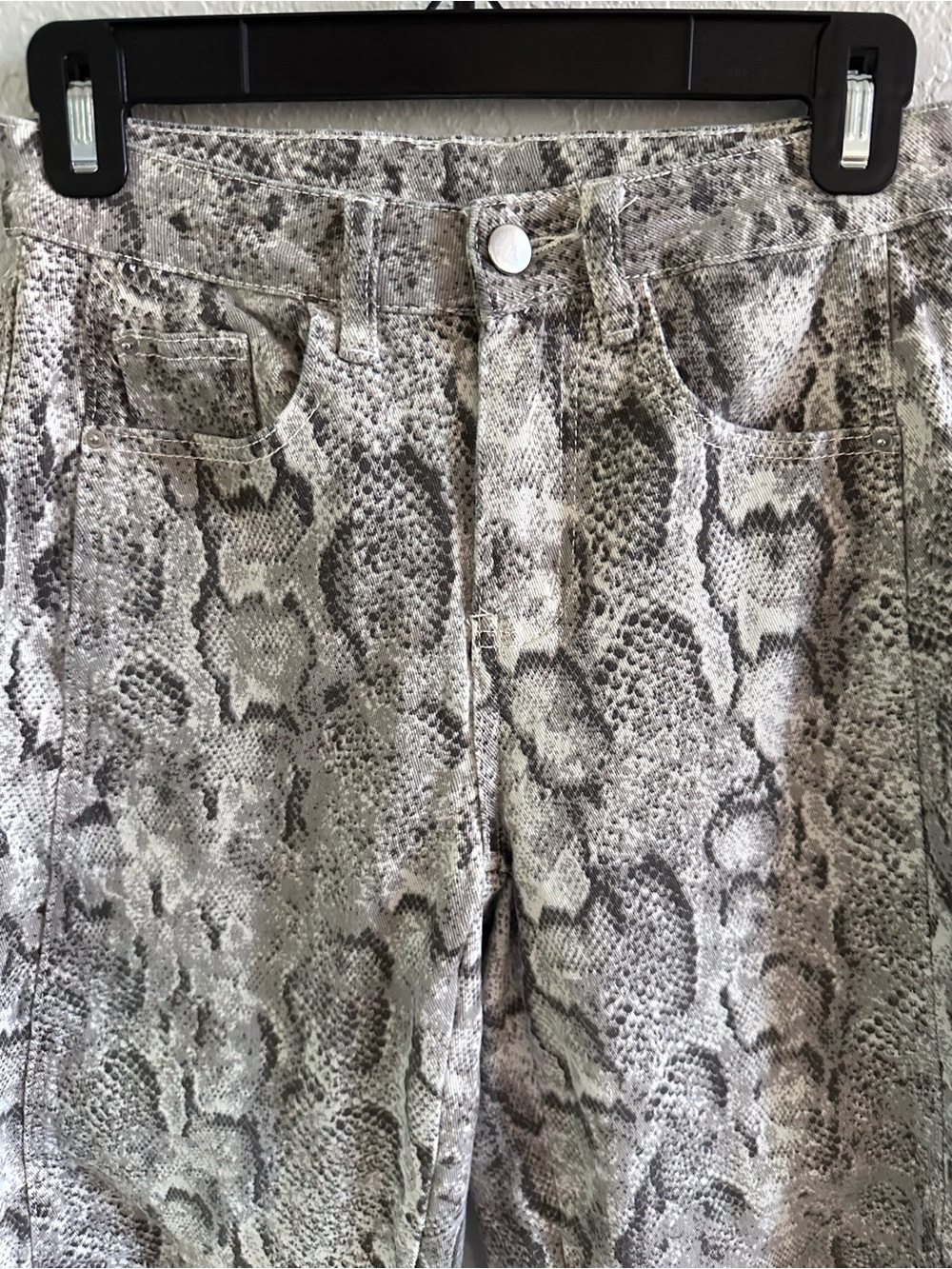 Snake Print Barrel Leg Jeans Women’s XS High‎ Rise Cropped Cotton Stretch Ankle - Picture 2 of 11